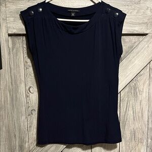 Banana Republic Navy Blouse with Shoulder Buttons